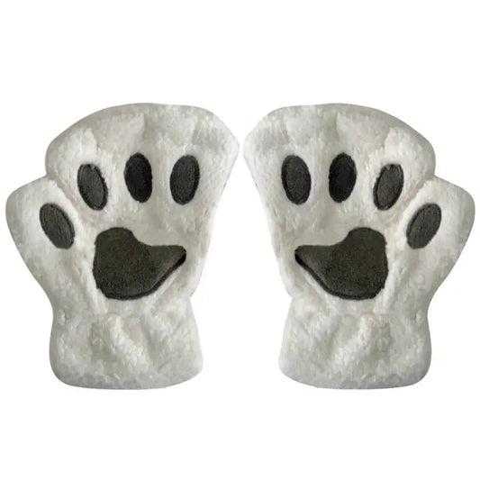 Ladies animal paw Gloves Winter Fingerless Gloves Fluffy Bear Cat Plush Paw Claw Half Finger Glove Half Cover Woman Mitten hot